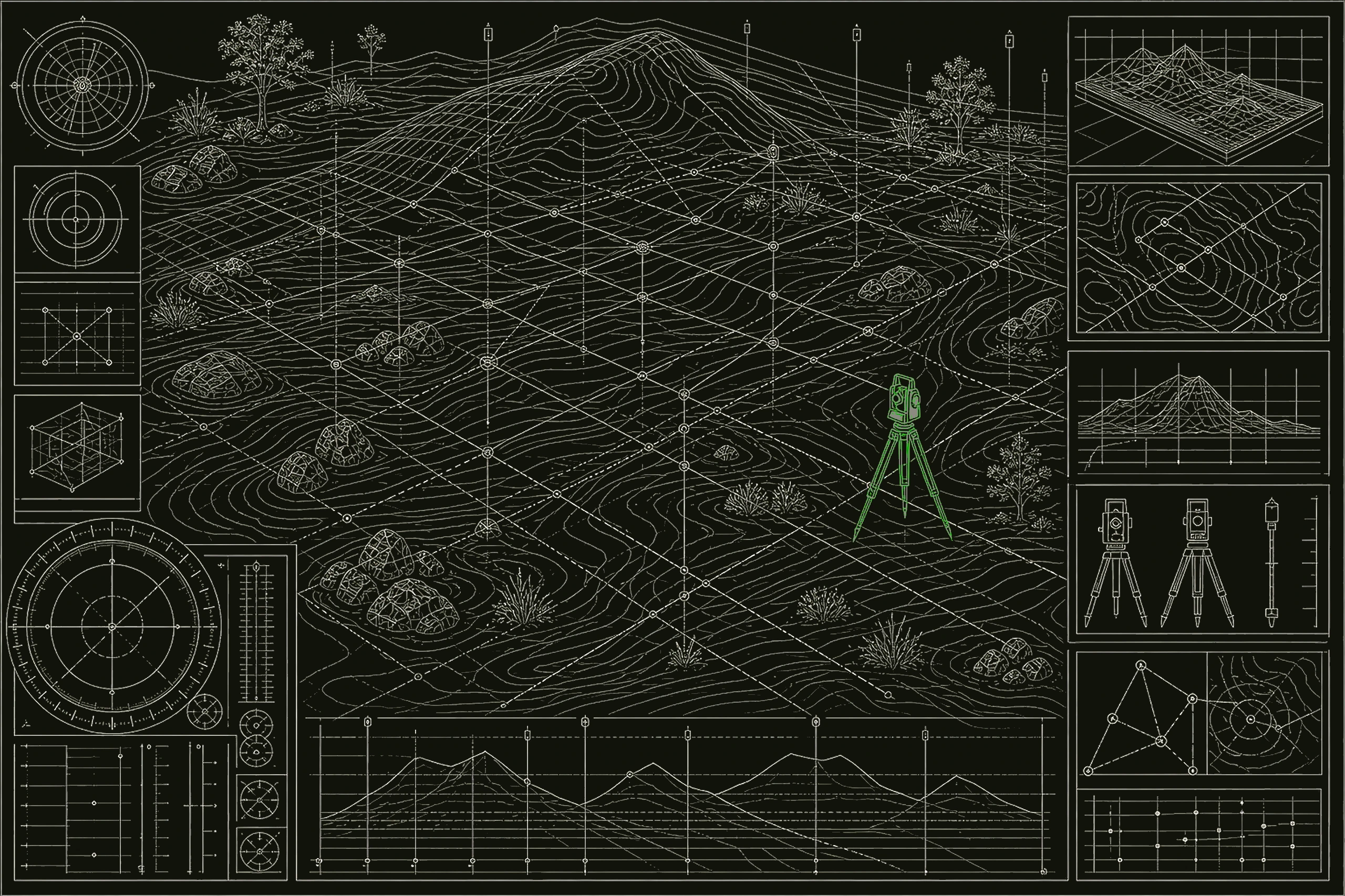 Full-width contour banner of monitoring transects across terrain
